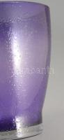 Buborékos anyagú lila kaspóváza, jelzés nélkül, hibátlan, d: 15 cm, m: 17 cm