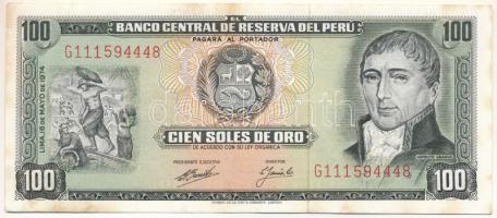Peru 1971. 100S T:XF hajtatlan, fo. Peru 1971. 100 Soles C:XF unfolded, spotted Krause P#102b