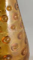 Vintage bütykös díszítésű borostyánszínű váza, hibátlan, m: 23 cm