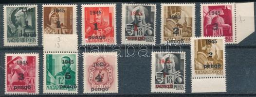 Nagyvárad 1945 11 db bélyeg, benne I. és II. típus is, Bodor vizsgálójellel
