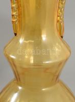 Cracow Institut of Glassworks, Jerzy Słuczan-Orkusz (1924-2002) designer: Borostyánszínű váza. cca 1...