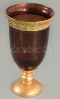Aranyozott talpas dekorkehely, minimális kopással, m: 21,5 cm