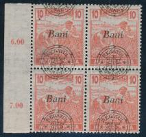 Nagyvárad 1919 Arató 10f ívszéli 4-es tömb eltolódott felülnyomással, Bodor vizsgálójellel