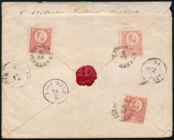 1871 2. súlyfokozatú ajánlott levél Kőnyomat-Réznyomat vegyes bérmentesítéssel, elöl Réz 5kr + hátul Kő 5kr és 2 db Réz 5kr bélyeggel, "KESZTHELY" - Kis Kend. Az egyetlen ismert hasonló bérmentesítés!