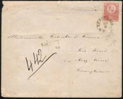 1871 2. súlyfokozatú ajánlott levél Kőnyomat-Réznyomat vegyes bérmentesítéssel, elöl Réz 5kr + hátul...