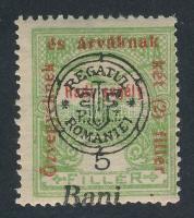 Nagyvárad 1919 Hadisegély 5f lefelé tolódott felülnyomással, Bodor vizsgálójellel