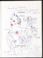 Schéner Mihály (1923-2009): Infernó. Golyóstoll, filctoll, papír, jelzett. Schéner Mihály autográf s...