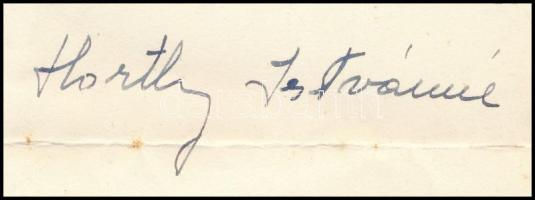 1942. szept. 2. Bp., Horthy Istvánné Edelsheim-Gyulai Ilona (1918-2013) autográf aláírása férje halá...