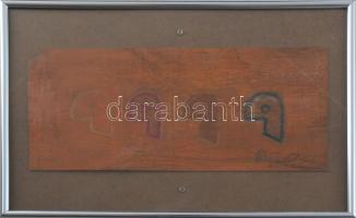 Bálint Endre (1915-1986): Négy fej (cím nélkül). Pasztell, cédrus szivaros doboz tető. Jelzett. Prov...