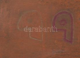 Bálint Endre (1915-1986): Négy fej (cím nélkül). Pasztell, cédrus szivaros doboz tető. Jelzett. Prov...