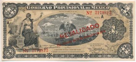 Mexikói államok / Mexikói Szövetségi Kerület 1914. 1P "Gobierno Provisional de Mexico" helyipénz, piros "REVALIDADO" felülbélyegzéssel, "A 2179813" T:AU Mexican states / Federal District of Mexico 1914. 1 Peso "Gobierno Provisional de Mexico" local money, with red "REVALIDADO" overprint, "A 2179813" C:AU Krause P#S701