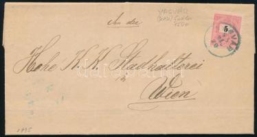 1895 Távolsági levél kék "VASVÁR" bélyegzéssel Bécsbe (Gudlin 150 p)