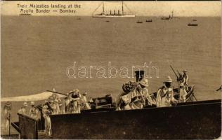 Their Majesties landing at the Apollo Bunder, Bombay in 1911. King George V and Queen Mary, the firs...
