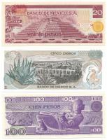 Mexikó 1969. 5P + 1977. 20P + 1982. 100P T:UNC-AU
Mexico 1969. 5 Pesos + 1977. 20 Pesos + 1982. 100...