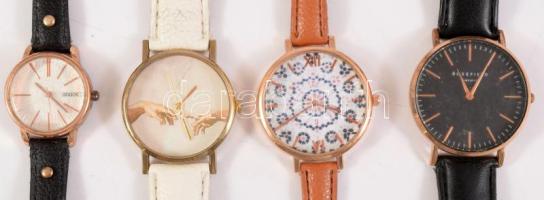 4 db női divat óra bőr szíjakkal, kvarc szerkezetekkel