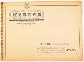 1939 Herendi Porcellángyár R.T. - A "fonott" modell konturrajzai. A Herendi Porcelángyár c...