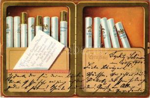 1901 'Denk bei der Cigaretten Rauch...' / cigarette art postcard. litho (EK)