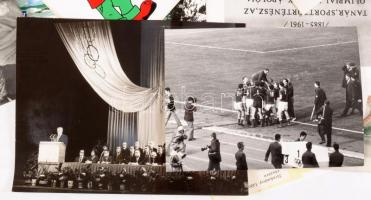 Vegyes olimpiai témájú fotók, nyomtatványok + 2002-es téli olimpiai vászon szütyő