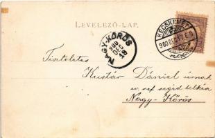 1900 Pipe with flower art postcard. litho (ragasztónyom / glue mark)