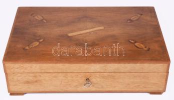 Intarziás fa cigarettatartó doboz, 15x23 cm