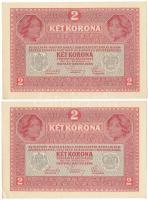 1917. 2K (2x) egyugrásos sorszámkövetők "1620 393891" és "1620 393893", zöld &qu...