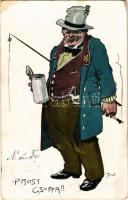 1905 Prost Gsuffa!! Charakter-Typen S. 280. / man with beer mug and cigarette (EM)