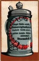 'Angst haste nicht, Besserung haste nich..." Deutsche Trinksprüche Serie 407-12. / beer mu...