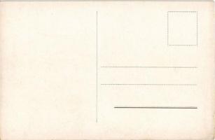 Man reading and drinking art postcard. artist signed (EK)