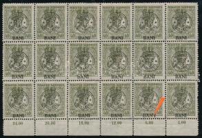 Kolozsvár 1919 Zita 40f ívszéli 18-as tömbben, az alsó sor jobbról a második bélyegen "BAN I" tévnyomat, Bodor vizsgálójellel