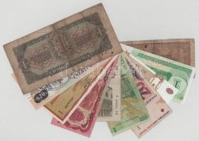 Vegyes 10db-os bankjegytétel, benne: Afganisztán, Guyana, Románia, Olaszország, Finnország, Moldova,...