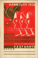 1928 Hannover, Erstes Deutsches Arberiter Sängerbundesfest, Festkarte / first German song contest fo...