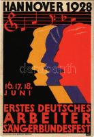 1928 Hannover, Erstes Deutsches Arberiter Sängerbundesfest, Festkarte. Edler &amp; Krische / fir...