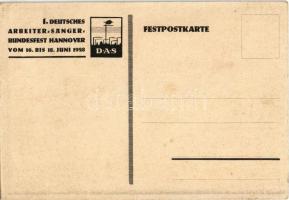 1928 Hannover, Erstes Deutsches Arberiter Sängerbundesfest, Festkarte. Edler &amp; Krische / fir...