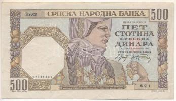 Szerbia 1941. Német megszállás 500D "E.2362 601" T:F Serbia 1941. German occupation 500 Dinara "E.2362 601" C:F Krause P#27
