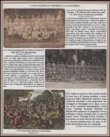 1914-18 A császári és királyi veszprémi 31. gyalogezred történetét bemutató gyűjtemény 4 db eredeti fotó, fotólap, magyarázó szövegekkel. 2 db nemzeti szín szegélyű tablón. (A képek leszedhetőek) Szép és igényes összeállítás.  1914-18 The collection presenting the k.u.k. 31st Veszprém Infantry Regiment consists of 4 original postcards and photos with accompanying texts, on 2 panels. (The cards can be detached)