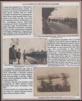 1914-18 A császári és királyi veszprémi 32. dési honvéd gyalogezred történetét bemutató gyűjtemény 7 db eredeti fotó, fotólap, magyarázó szövegekkel. 2 db nemzeti szín szegélyű tablón. (A képek leszedhetőek) Szép és igényes összeállítás.  1914-18 The collection presenting the k.u.k. 32nd Dej / Deesch Infantry Regiment consists of 7 original postcards and photos with accompanying texts, on 2 panels. (The cards can be detached)