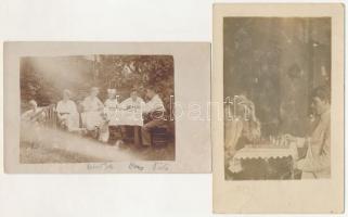 2 db RÉGI sakk témájú fotós képeslap / 2 pre-1945 chess photo postcards
