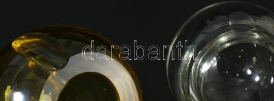 2 darab antik fazettált gömb alakú hamuzó, m: 8 cm alatt