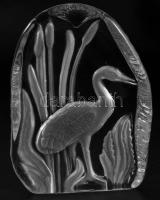 Goebel ólomkristály asztaldísz kép. Savmaratott vízimadár mintával, jelzés nélkül, hibátlan, 14,5x10 cm