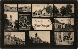 Máriabesnyő (Gödöllő), Cserna villa, Hegedüs villa, vasútállomás, Eberling villa, Hétház, Kegytemplom, főoltár. Heisler Ferenc kiadása (EK)