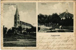 Csabrendek, Római katolikus templom, Plébánia. Kiadja a Hangya Szövetkezet (r)