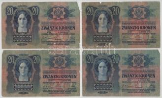 1913. 20K felülbélyegzés nélkül (4x) T:F-VG
