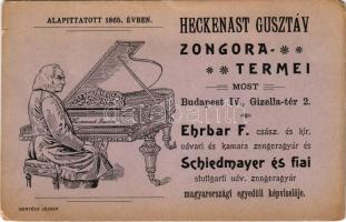 1901 Budapest V. Heckenast Gusztáv zongoratermei, alapíttatott 1865. évben. Gizella tér 2. Kertész J...