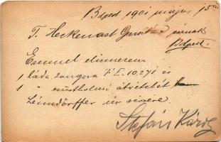 1901 Budapest V. Heckenast Gusztáv zongoratermei, alapíttatott 1865. évben. Gizella tér 2. Kertész J...