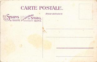 Les Savons de toilette á la Glycérine de Sarg, embellissent le teint / French soap advertisement, fo...