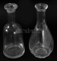 5 darab antik paraszt üveg, m: 21 cm alatt