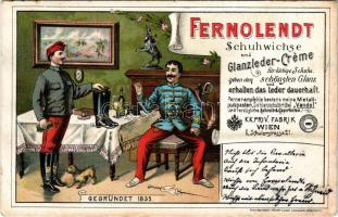 1898 Fernolendt Schuhwichse Glanzleder-Créme, gegründet 1832. Kunstdruckerei Kühkopf &amp; Habel...