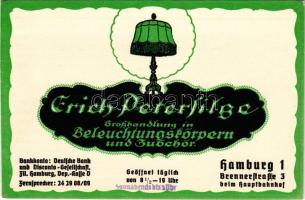 Hamburg, Erich Petersilge Grosshandlung Beleuchtungskörpern un Zubehör / lightning tools advertiseme...