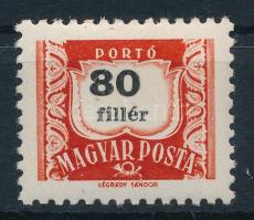 1958 Vörös-fekete portó 80f elcsúszott értékszámmal