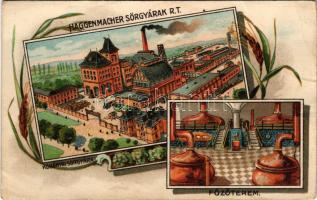 Budapest X. Haggenmacher Sörgyárak Rt. Kőbányai sörgyára, főzőterem, belső. Art Nouveau, litho (fa)